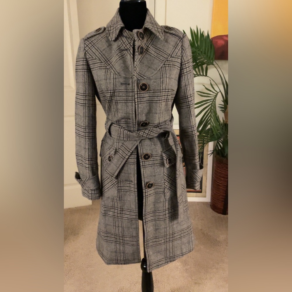 Plaid trench coat